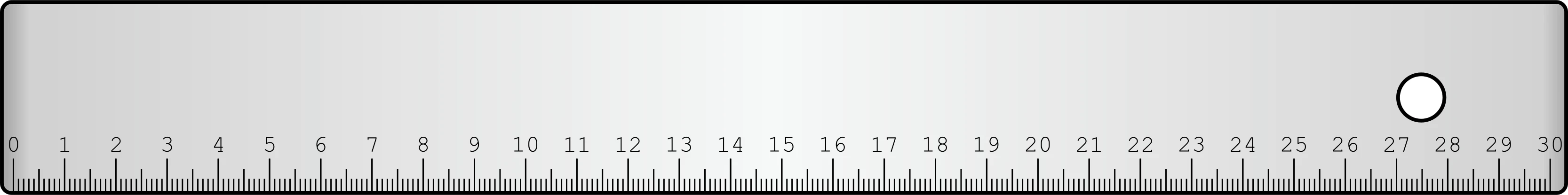 A metre rule marked in centimetres